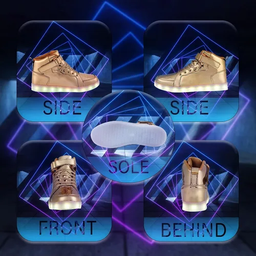 Vista 7 de YIQIZQ Zapatos deportivos con luz LED para mujeres y hombres, zapatos de baile hip-hop para Halloween, fiesta de Navidad con carga USB