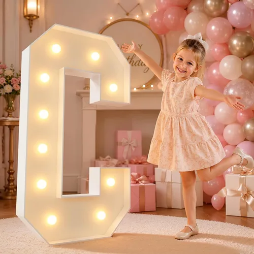 Vista 37 de imprsv Letras iluminadas grandes de 3 pies, letras iluminadas de marquesina para fiesta de cumpleaños (3 pies, letra y )