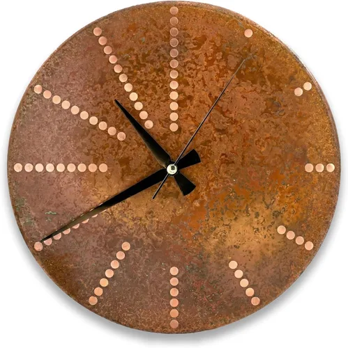 Vista 18 de Reloj de pared de cobre puro hecho a mano para decoración del hogar, reloj decorativo para sala de estar, dormitorio y cocina, arte mural decorativo
