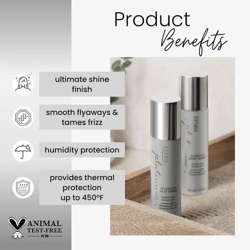 Vista 2 de Kenra Platinum Silkening Heat Crème Brilliant Shine Thermal Styler Reduce los pases de herramientas calientes en un 50% Previene roturas