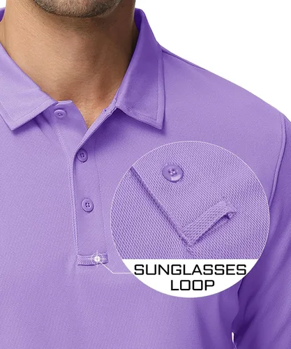 Vista 3 de MAGCOMSEN Camisas polo para hombre, 3 botones, secado rápido, manga larga, tácticas, camisa de golf