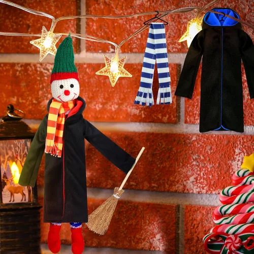 Vista 5 de Libima 6 Pcs Christmas Doll Clothes Accessories Halloween Wizard Clothes Wizard Robe and Broom Doll Costume