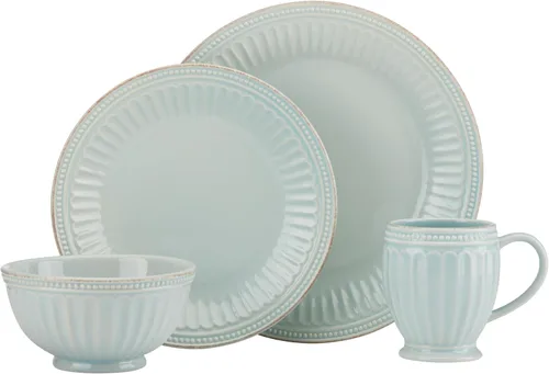 Vista 6 de Lenox French Perle Groove Vajilla, gres, ajuste de platos de 12 piezas