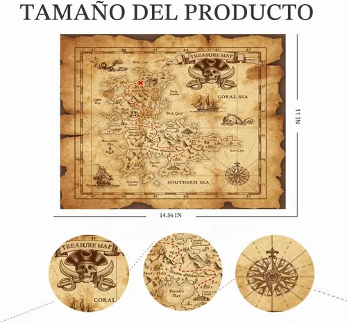 Vista 3 de Telescopio monocular pirata con brújula de bolsillo de mapa del tesoro - Catalejo plegable para conjunto de accesorios de fiesta
