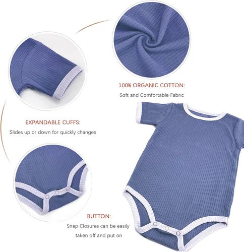 Vista 3 de Jimonda Mameluco para bebé, niñas y niños, ropa de bebé neutra de género, algodón orgánico, paquete de 2