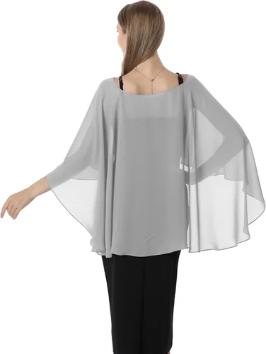 Vista 5 de Hotshawl Capelets para mujer, chales de gasa y envolturas para vestido de noche, capas de boda