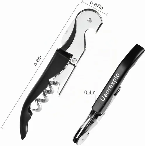 Vista 5 de Abrevino profesional resistente, llave de vino compacta y plegable, sacacorchos de acero inoxidable resistente, doble bisagra, cortador de lámina