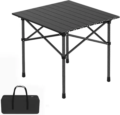Vista 3 de Mesa de picnic plegable de 3 pies con asientos/agujero para paraguas, soporte de 265 libras que soporta esa tarjeta ligera y plegable, mesa plegable