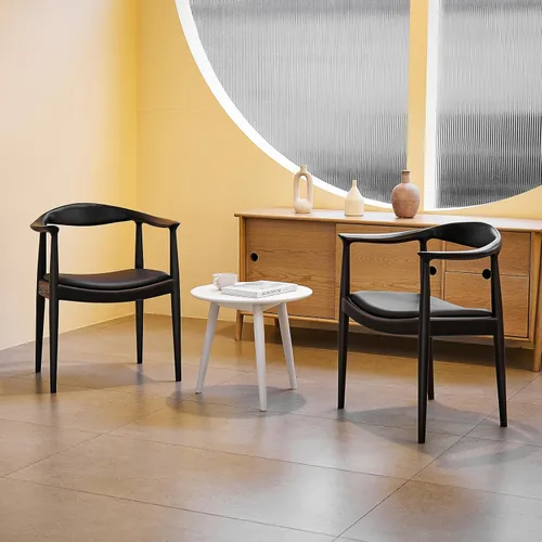 Vista 9 de Sillas de comedor de madera, sillas de comedor modernas de mediados de siglo (negro) Ash Wood Frame, PU Upholstered Seat, Ergonomic Support, Fully