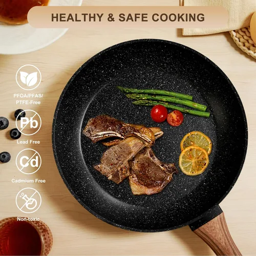 Vista 3 de EWFEN Juego de ollas y sartenes antiadherentes, juego de utensilios de cocina de cerámica de 25 piezas, juego de cocina de inducción con sartenes