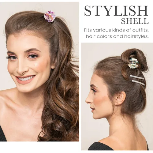 Vista 7 de Lurrose Pinzas para el pelo de concha marina: pequeños clips de mandíbula