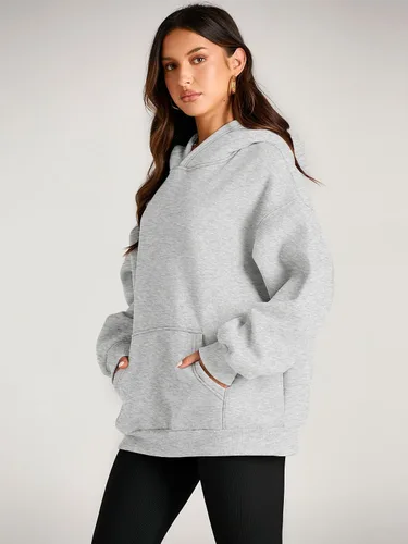 Vista 3 de EFAN Sudaderas de manga larga con capucha para mujer, holgadas, con forro de polar, con bolsillos, para invierno y otoño, estilo Y2K de los 2000