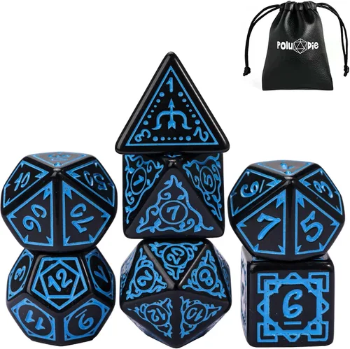 Vista 36 de Juego de 10 dados poliédricos DND (70 piezas) con 2 bolsas de cuero, juego de dados D&D para Calabozos y Dragones, juegos de mesa RPG