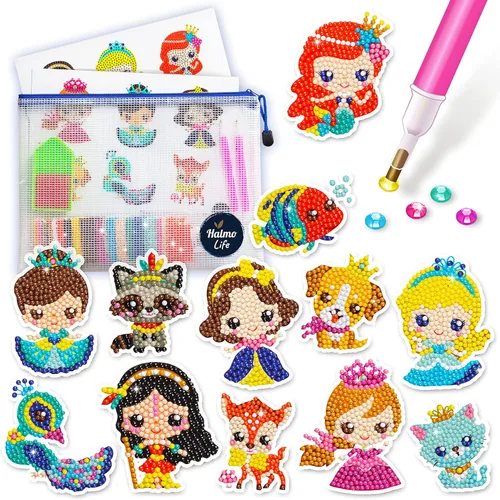 Vista 8 de Halmolife Kit de arte de diamantes para niños, kit de arte y manualidades de pintura de gemas para edades de 6 a 12 años, regalos para niños y niñas