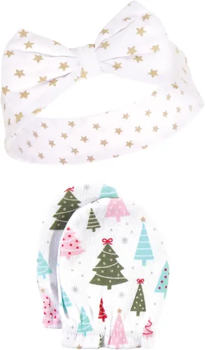 Vista 32 de Hudson Baby Conjunto de diadema de algodón y manoplas para rascar para bebé