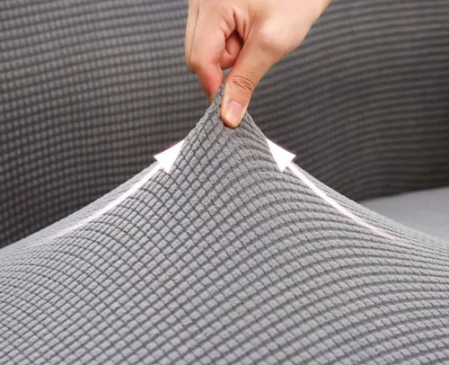 Vista 3 de IMYOGI Fundas de sofá de alta elasticidad para sofá de 5 plazas, funda en forma de L, fácil ajuste elástico, tela elástica, funda protectora de Negro
