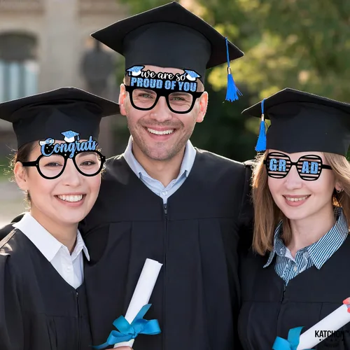 Vista 8 de KatchOn, Gafas de graduación azules 2026 – Paquete de 12 Gafas de graduación azules para decoraciones de graduación 2026 Clase de 2026