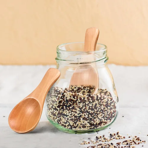Vista 8 de Luxshiny 9 cucharas de madera, cucharas de condimento de madera, cucharas de té de madera para servir condimentos para la cocina del hogar