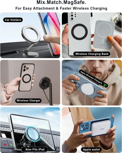 Vista 4 de Anillos adaptadores magnéticos 2 piezas compatibles con MagSafe, para Kindle Pop Socket Magnetic, para accesorios Magsafe y carga inalámbrica
