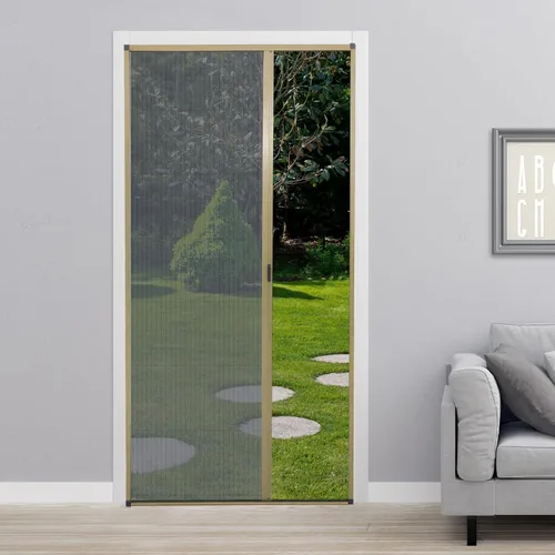 Vista 10 de MaKefeile Puerta de rejilla retráctil sin perforación, puertas de rejilla plegables con marco de aluminio para patio, puerta francesa, puerta