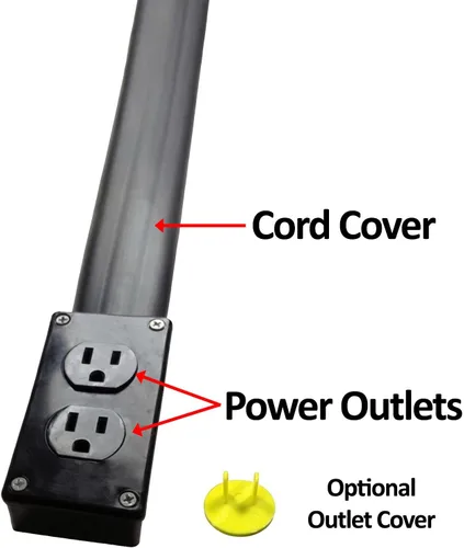 Vista 3 de Electriduct Cable de extensión de energía eléctrica plano con enchufe duplex y protector - 5 pies - Negro