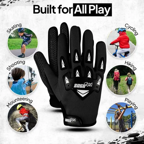 Vista 6 de Guantes de motocross juveniles, protección profesional para motociclistas de cross y BMX, equipo de alto rendimiento para niños y niñas, diseñados