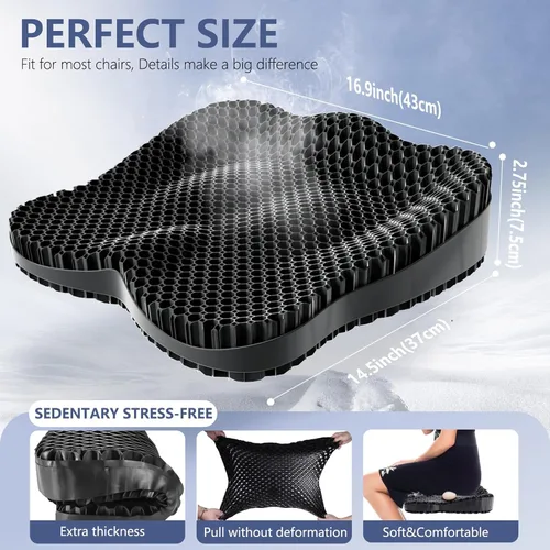 Vista 3 de Cojín de asiento más grueso para silla de oficina, gran cojín de asiento de gel para largas sesiones de sentado, soporte para alivio del dolor