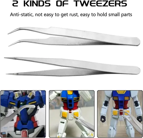 Vista 4 de WMYCONGCONG Kit de herramientas de 17 piezas para construcción de pasatiempos, juego de manualidades para Gundam Basic Model Building, reparación