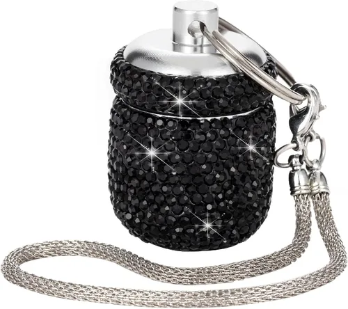 Vista 22 de Pastillero con llavero de diamante, pequeño organizador de píldoras, caja de bloqueo de medicamentos, lindo estuche de medicina para bolso, soporte