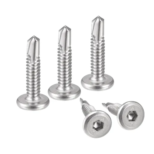 Vista 20 de uxcell Tornillos Autorroscantes de Encaje Hexagonal, 1/4 x 1 Acero Inoxidable 410 Tornillo de Perforación de Cabeza Plana para Chapa Metálica 100