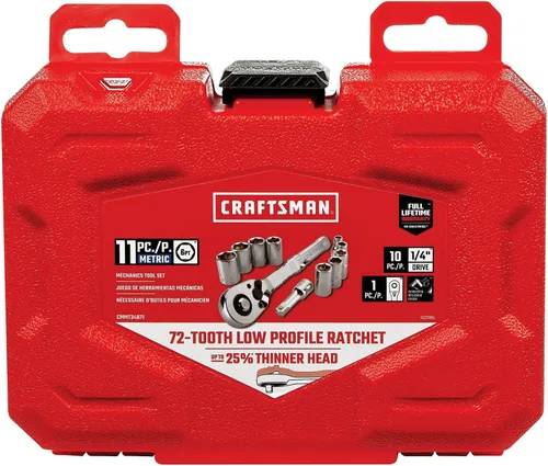 Vista 5 de CRAFTSMAN CMMT34871 - Juego de herramientas mecánicas, métrico, transmisión de 1/4 pulgada, 11 piezas