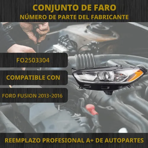 Vista 2 de Dasbecan Faros halógenos con bombillas compatibles con Ford Fusion 2013