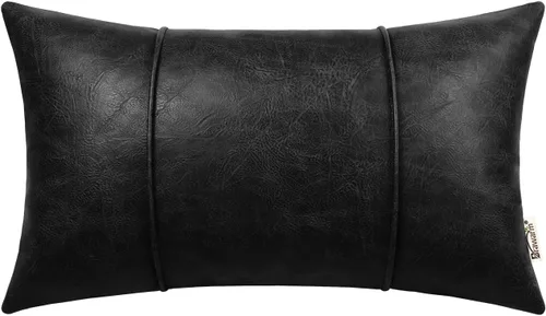Vista 33 de BRAWARM Funda de almohada de piel sintética de 16 x 16 pulgadas, color Negro