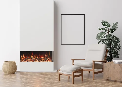 Vista 7 de Amantii TRV-55-BESPOKE Tru View Bespoke - Chimenea eléctrica de 3 caras para interiores y exteriores de 55 pulgadas con WiFi, Bluetooth, altavoz