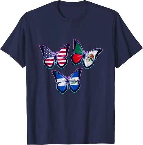 Vista 74 de Multiculti Heritage. Camiseta El Salvador México y Estados Unidos