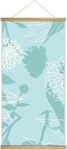 Vista 22 de wall26 Póster colgante de madera enmarcado con hermosas flores de invierno, impresión para el hogar, listo para colgar, 18 x 36 pulgadas