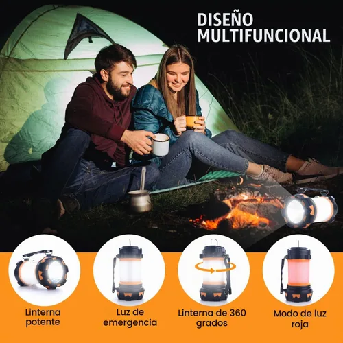 Vista 8 de AYL - Linterna LED de camping recargable, linterna superbrillante con luz de 360 grados, banco de energía, resistente al agua IPX4 para emergencias