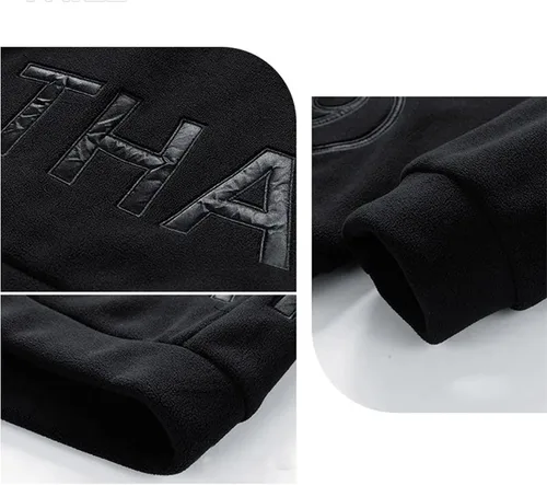 Vista 5 de Flygo Sudadera de forro polar para hombre, con forro de sherpa, de gran tamaño, con media cremallera