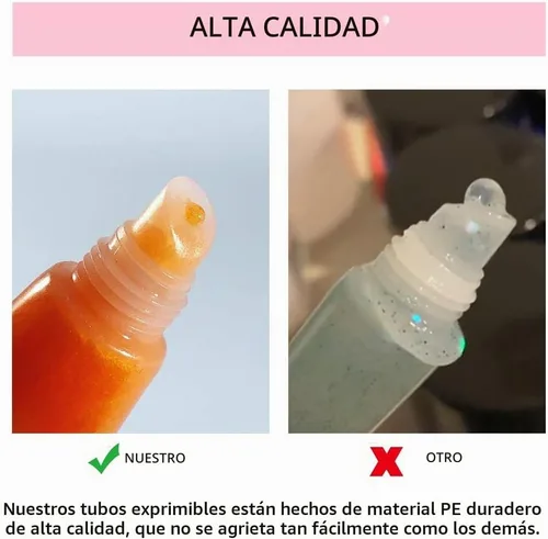 Vista 5 de 50 tubos de brillo labial 0.3 fl oz transparentes vacíos bálsamo labial contenedores rellenables suaves cosméticos para DIY Lip Gloss Base Glitter