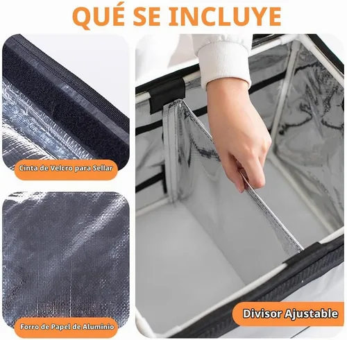 Vista 7 de TooCust Bolsas aisladas para entrega de alimentos, 16.5 x 11.4 x 11.8 pulgadas, bolsa de entrega de alimentos aislada comercial con división, bolsa