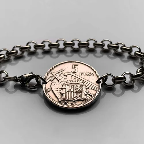 Vista 3 de 1957 España España Moneda 5 Pesetas Pulsera Hombre Águila de San Juan Escudo Español Madrid Barcelona Murcia Asturias Cataluña Las Palmas Vigo Gijón
