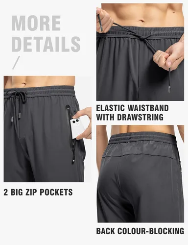 Vista 5 de TBMPOY Pantalones de viaje ligeros para hombre, atléticos, para deportes al aire libre, cintura elástica, resistentes al agua, 2 bolsillos