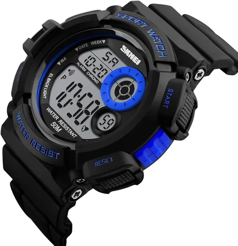 Vista 2 de SKMEI - Reloj digital para niños, impermeable, LED, 7 colores cambiables, luz de fondo suave, PU