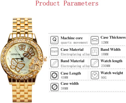 Vista 5 de Reloj de pulsera de acero para mujer, pulsera de cuarzo, grandes regalos