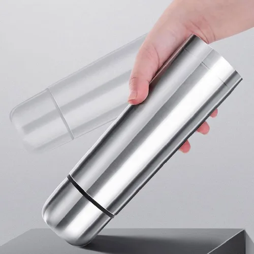 Vista 6 de Botella térmica aislada con taza, frasco de café de acero inoxidable para bebidas calientes y frías, botella de agua aislada al vacío, taza de viaje