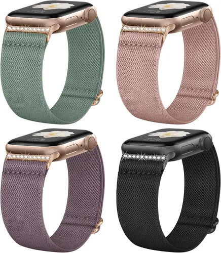 Vista 26 de 4 Pack Stretchy Solo Loop Compatible with Apple Watch Bands Women Men