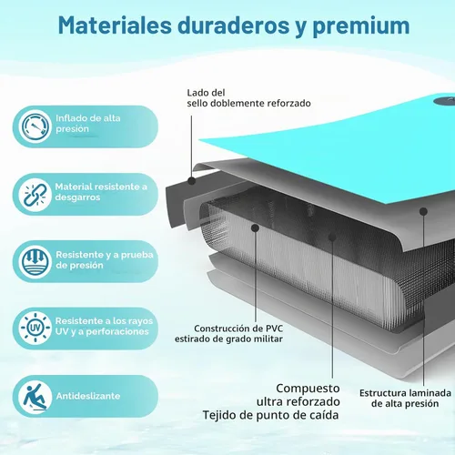 Vista 6 de Plataforma flotante inflable del muelle con la escalera suave Gris claro+negro