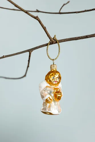 Vista 2 de Adorno de Navidad de ángel mini de vidrio soplado hecho a mano de Polish Gallery