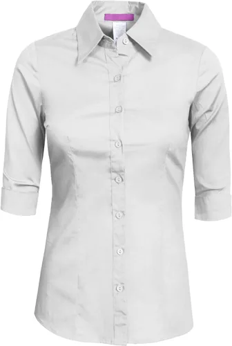 Vista 35 de NE PEOPLE Camisa de oficina con botones y manga 3/4 a medida para mujer