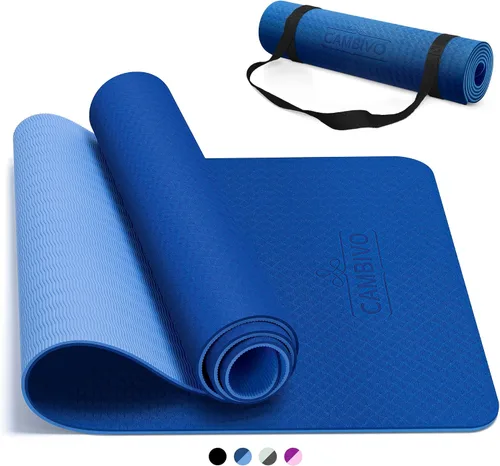 Vista 11 de CAMBIVO Tapete de yoga para mujeres, hombres y niños, 1/3, 1/4 y 2/5 pulgadas, extra grueso, antideslizante, 72 x 24 pulgadas, tapete de yoga